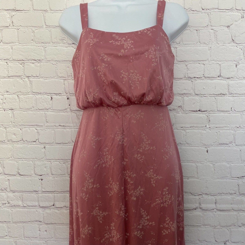 Vintage 1970's Lorrie Deb Union Label Pink Long Floral Zip Formal Dress - 7/8 - Picture 6 of 12